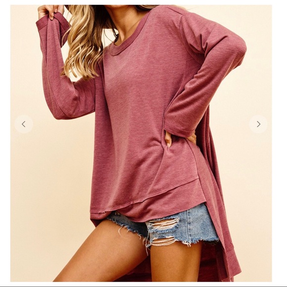 Stylish Raw Edging Detail High Low Top - Picture 4 of 7